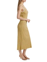 Everest Striped U-Neck Knit Midi-Dress