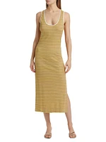 Everest Striped U-Neck Knit Midi-Dress