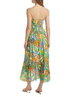 Murphy Floral Strapless Midi-Dress