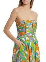Murphy Floral Strapless Midi-Dress