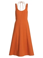 Stretch-Cotton Seamed Tank Midi-Dress