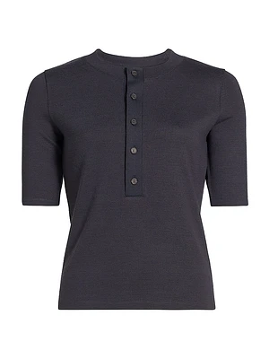 Three-Quarter-Sleeve Henley Top