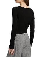 Round Neck Cashmere-Silk Cardigan