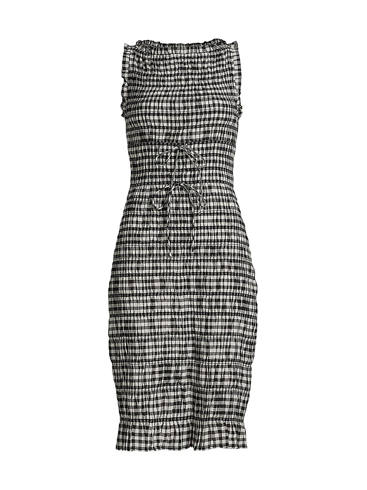 Rosella Smocked Plaid Knee-Length Dress