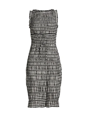 Rosella Smocked Plaid Knee-Length Dress