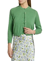 Claudine Cashmere Crewneck Button-Front Cardigan