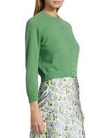 Claudine Cashmere Crewneck Button-Front Cardigan