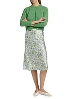 Claudine Cashmere Crewneck Button-Front Cardigan