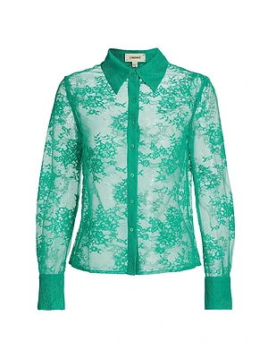 Maia Lace Long-Sleeve Button-Front Top