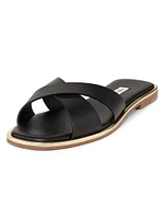 Divine Crisscross Leather Slide Sandals