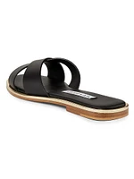 Divine Crisscross Leather Slide Sandals