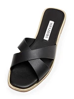Divine Crisscross Leather Slide Sandals