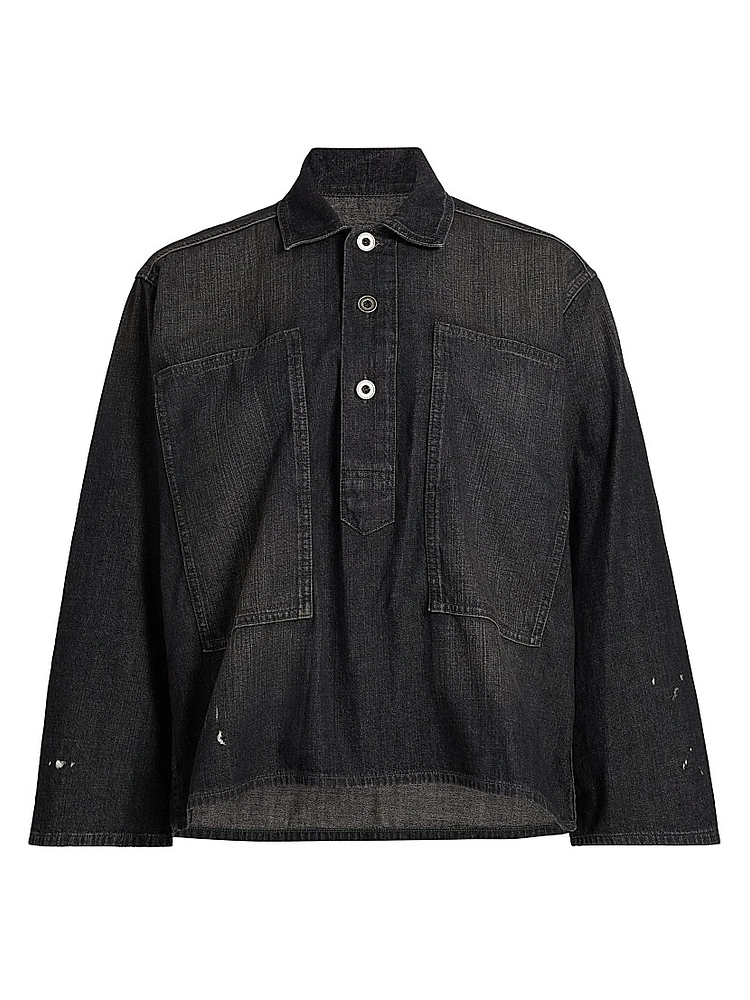 Oversized Denim Pull-Over Shirt