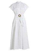 Neesha Stretch-Cotton Self-Tie Maxi Dress