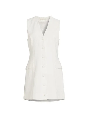 Eloise Linen Button-Front Minidress
