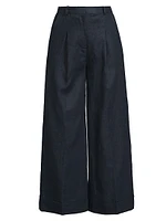 Clove Linen High-Rise Wide-Leg Trousers