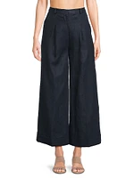 Clove Linen High-Rise Wide-Leg Trousers
