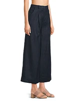 Clove Linen High-Rise Wide-Leg Trousers
