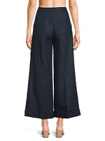 Clove Linen High-Rise Wide-Leg Trousers