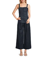 Clove Linen High-Rise Wide-Leg Trousers