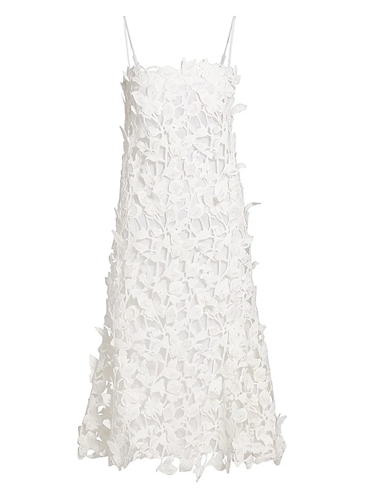 Fleurella Guipure Lace Midi-Dress
