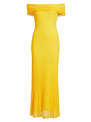 Laurelle Pleated Off-the-Shoulder Maxi Dress