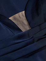 Champane Satin Strapless Column Gown