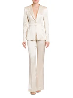 Silk-Blend Satin Open Back Asymmetric Jacket