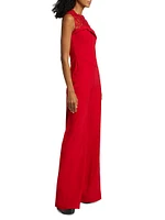 Crêpe Lace Neck Jumpsuit