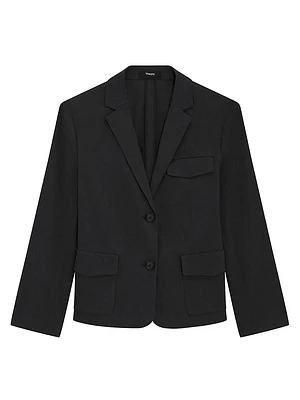 Shrunken-Fit Single-Breasted Linen-Blend Jacket
