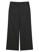 Relaxed Stretch Cotton Wide-Leg Pants
