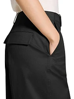 Relaxed Stretch Cotton Wide-Leg Pants