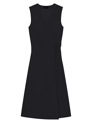 Linen Sleeveless Fit & Flare Wrap Dress