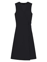 Linen Sleeveless Fit & Flare Wrap Dress