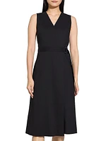 Linen Sleeveless Fit & Flare Wrap Dress