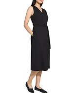 Linen Sleeveless Fit & Flare Wrap Dress