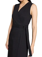 Linen Sleeveless Fit & Flare Wrap Dress