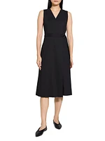 Linen Sleeveless Fit & Flare Wrap Dress
