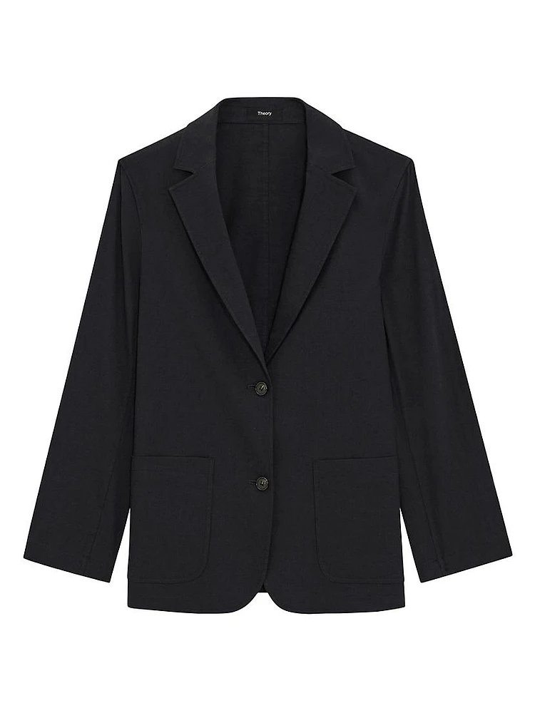 Relaxed Single-Breasted Patch Pocket Jacket