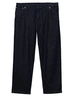 Wide-Leg Chevron Denim Jeans