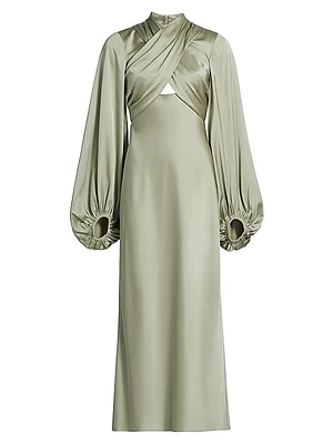 Becca Satin Gathered Maxi Dress