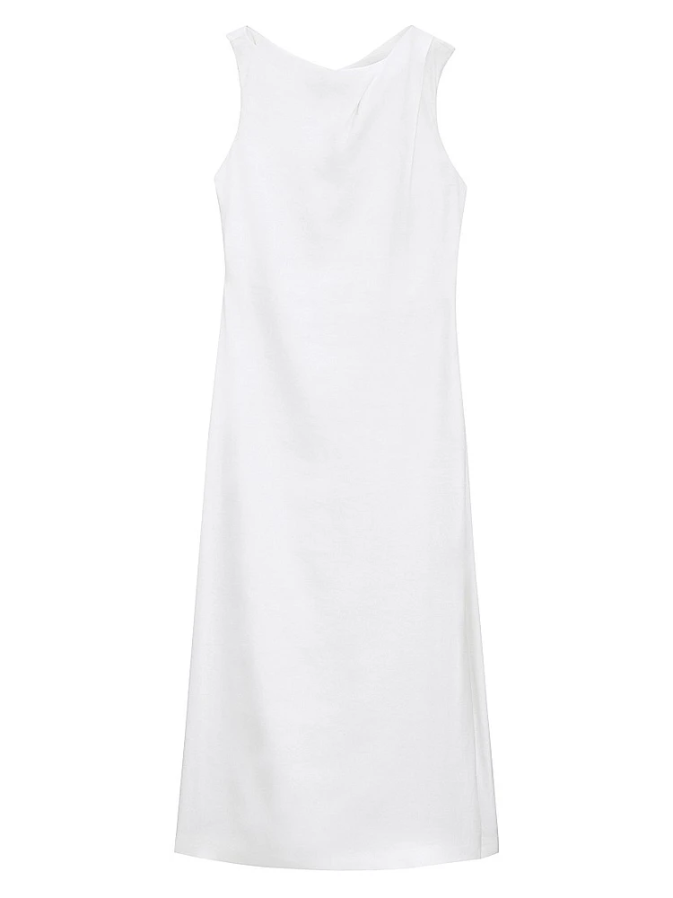Shoulder Drape Midi-Dress