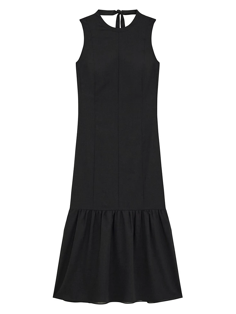 Tiered Tie Neck Midi-Dress
