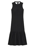 Tiered Tie Neck Midi-Dress
