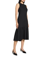 Tiered Tie Neck Midi-Dress