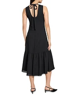 Tiered Tie Neck Midi-Dress