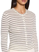 Striped Linen-Blend Crop Cardigan