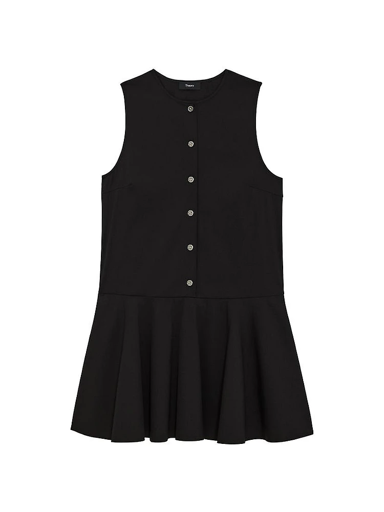 Stretch-Cotton-Blend Drop-Waist Sleeveless Minidress