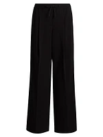 Pleated Drawstring Wide-Leg Track Pants