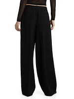 Pleated Drawstring Wide-Leg Track Pants